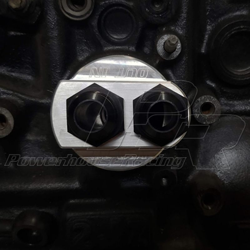 PHR Billet Block Adapter for Oil Filter Relocation, -12 ORB ports