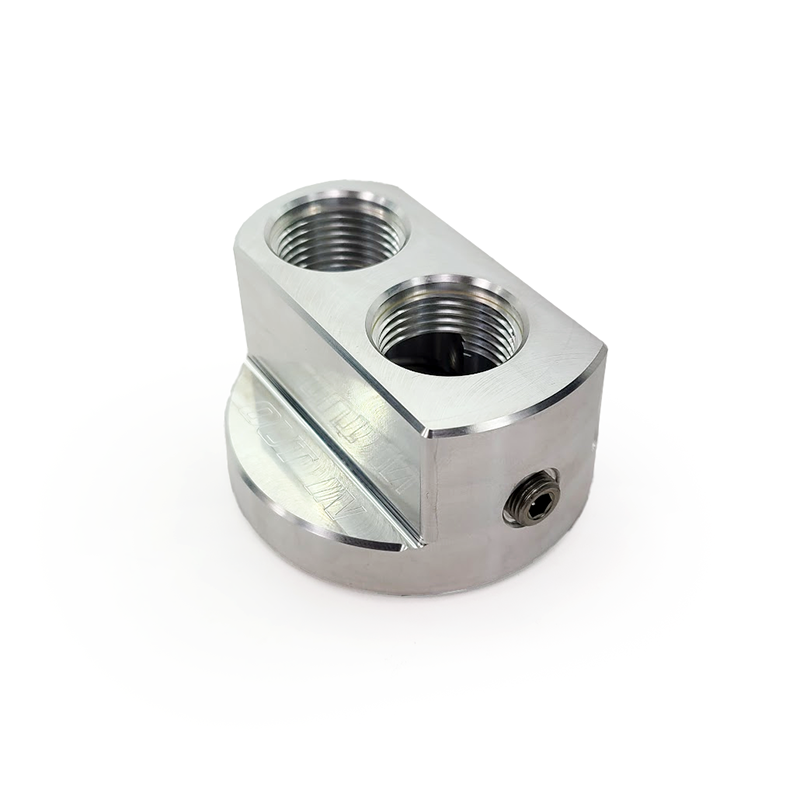 PHR Billet Block Adapter for Oil Filter Relocation, -12 ORB ports