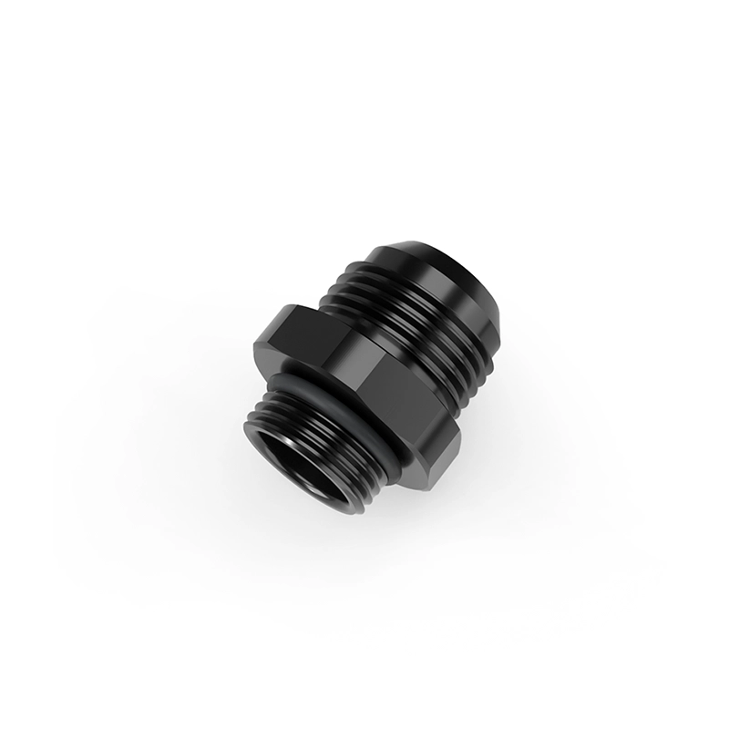-10ORB Male to -12AN Male Fitting, Straight, Aluminum, Anodized Black