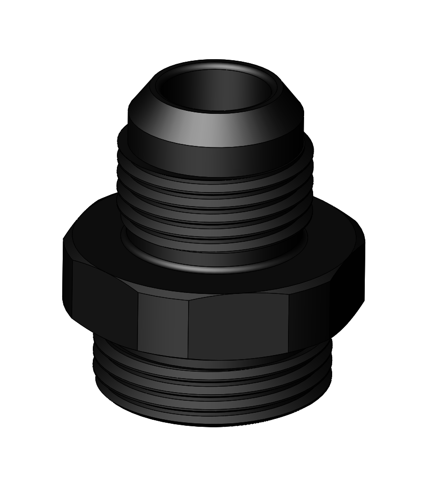 -12ORB Male to -10AN Male Fitting, Straight, Aluminum, Anodized Black 