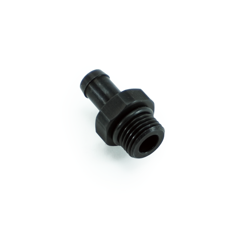 -6 ORB to 3/8 hose barb, Staight, Aluminum, Anodized Back 