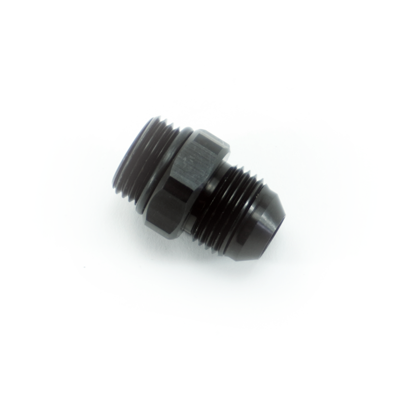 -8ORB Male to -8AN Male Fitting, Straight, Aluminum, Anodized Black 