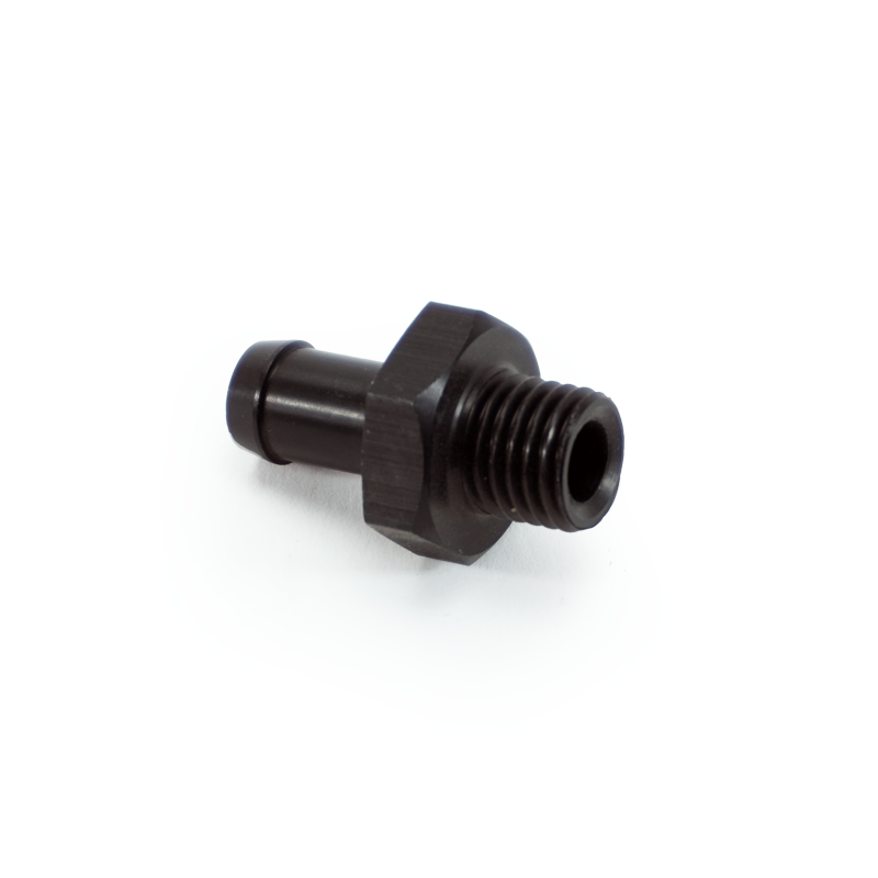 M12 X 1.5 to 5/16 barb fitting, Straight, Aluminum Anodized Black 