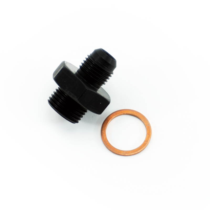 M17 X 1.5 to -6AN male, Straight, Aluminum Anodized Black 