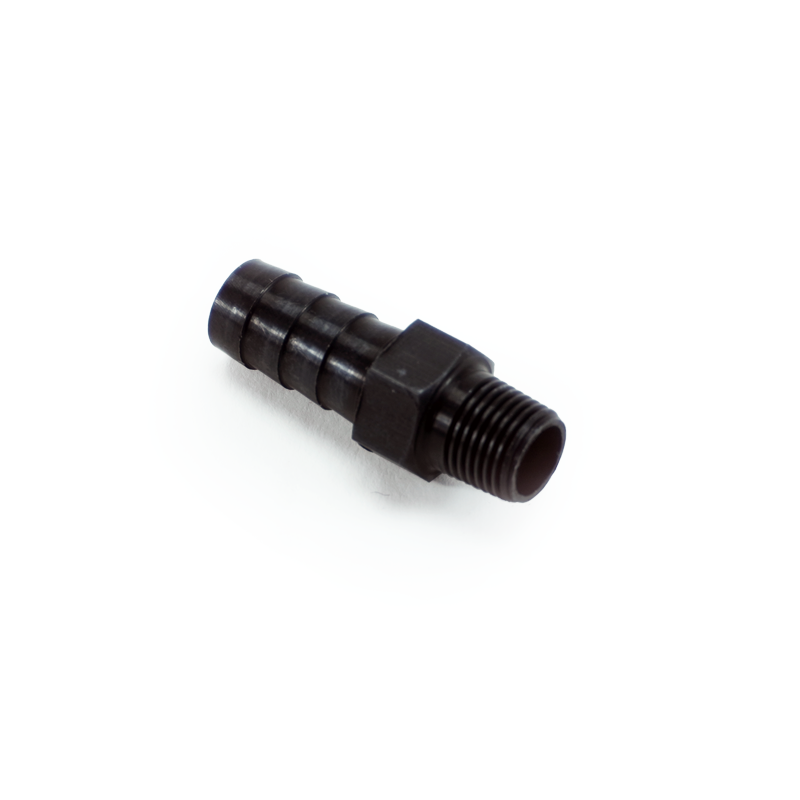 PHR 1/8 NPT male to 3/8 hose barb, Staight, Aluminum, Anodized Back