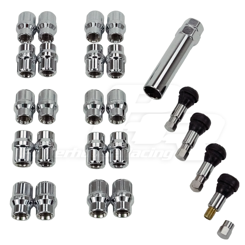 PHR Open Ended Lug Nuts, Tuner Style with Extended Shank, With Key (Set of 20)