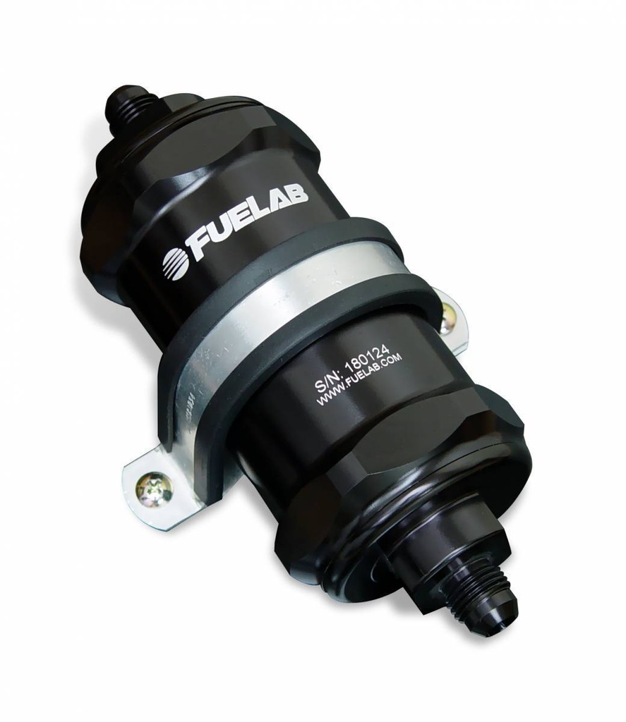 Fuelab 8AN 6-Micron Short In-Line Fuel Filter - Black
