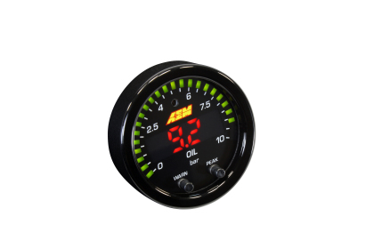 [AEM 30-0307] AEM X-Series Oil Pressure Gauge 0~150psi / 0~10bar. Black Bezel & Black Faceplate 