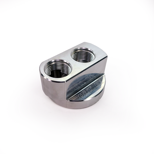 [PHR 01011054] PHR Billet Block Adapter for Oil Filter Relocation, -12 ORB ports