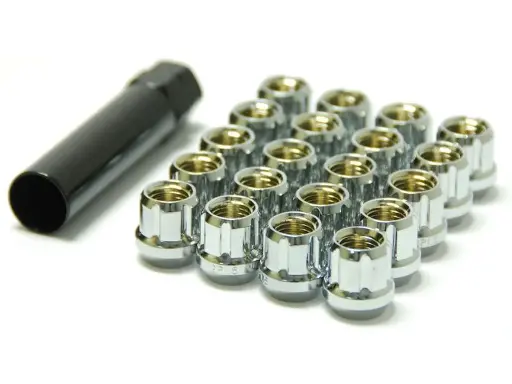[PHR W55015SO] PHR Open Ended Lug Nuts, Tuner Style, With Key (Set of 20)